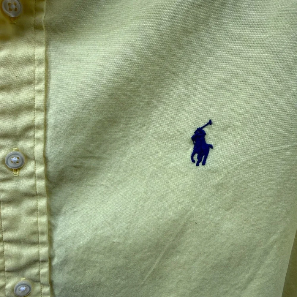 Polo Ralph Lauren Button Down Shirt Mens XL Yellow Cotton Short Sleeve Pony
